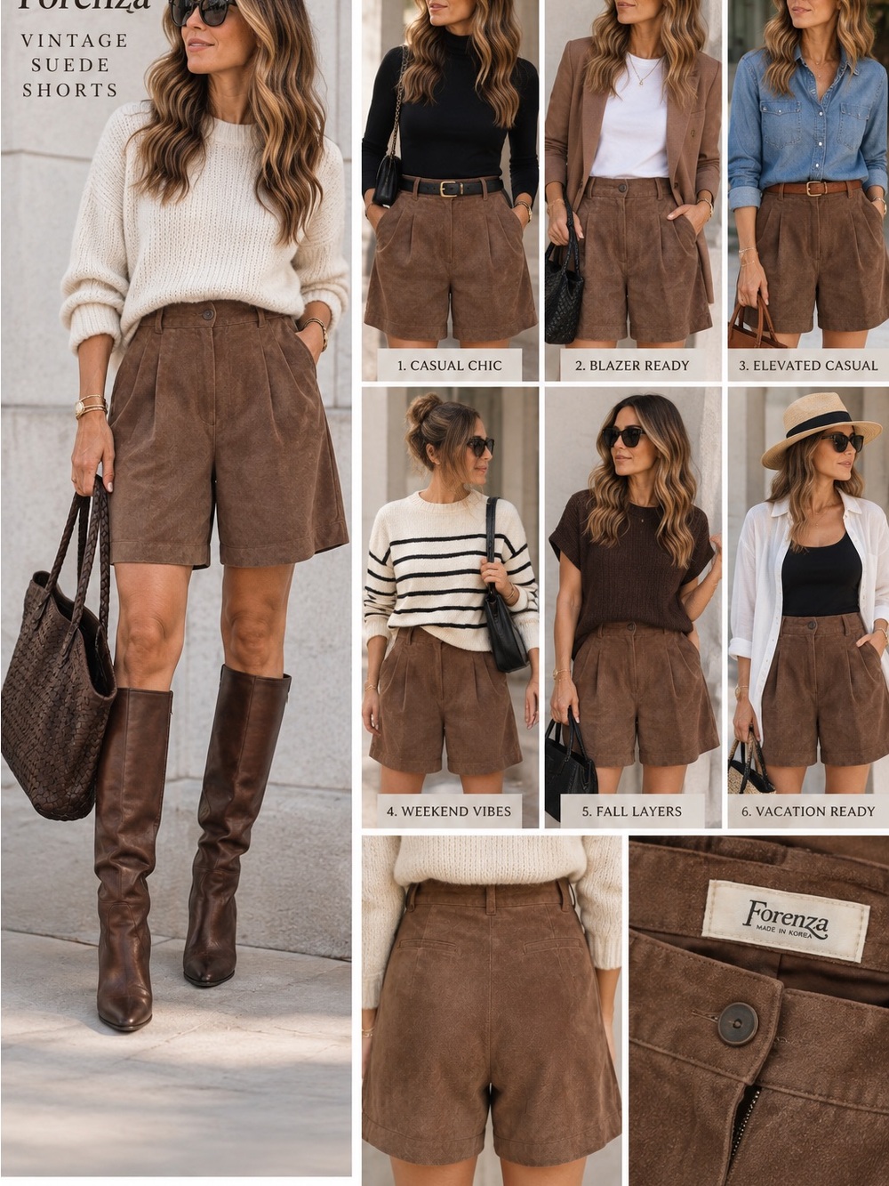 Vintage Forenza Women's Suede Shorts in Brown